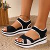 2025 New Foreign Trade European and American Large-size Platform Sandals Women's Supply Flat-bottomed Velcro Women's Beach Sandals