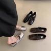 Silver Light Mouth Single Shoes Women's Autumn New Temperament Square Head Mary Jane Shoes