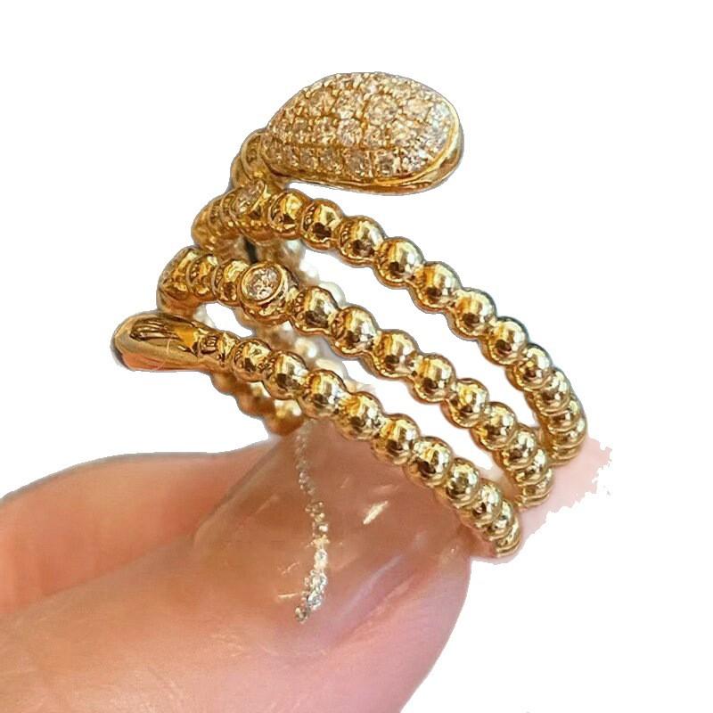 Spiral Bead Ring Women's Snake-shaped Circle Design Niche Jewelry