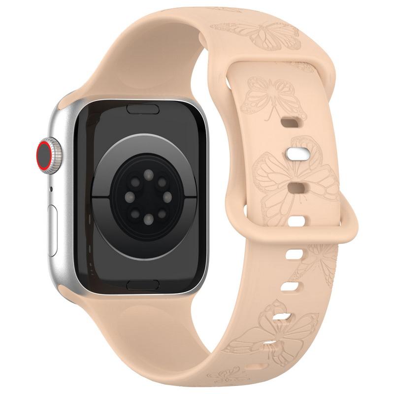 Мягкий силиконовый ремешок для часов 38/40/44/49 мм для Apple Watch 1/2/3/4/5/6/7/8/Se/9, ультра однотонный ремешок для часов с бабочкой, аксессуары, универсальный