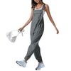 Women's Jumpsuits Summer Fashion Casual Loose Wide Leg Jumpsuits Solid Color Insert Pockets Retro Button Strap Jumpsuits