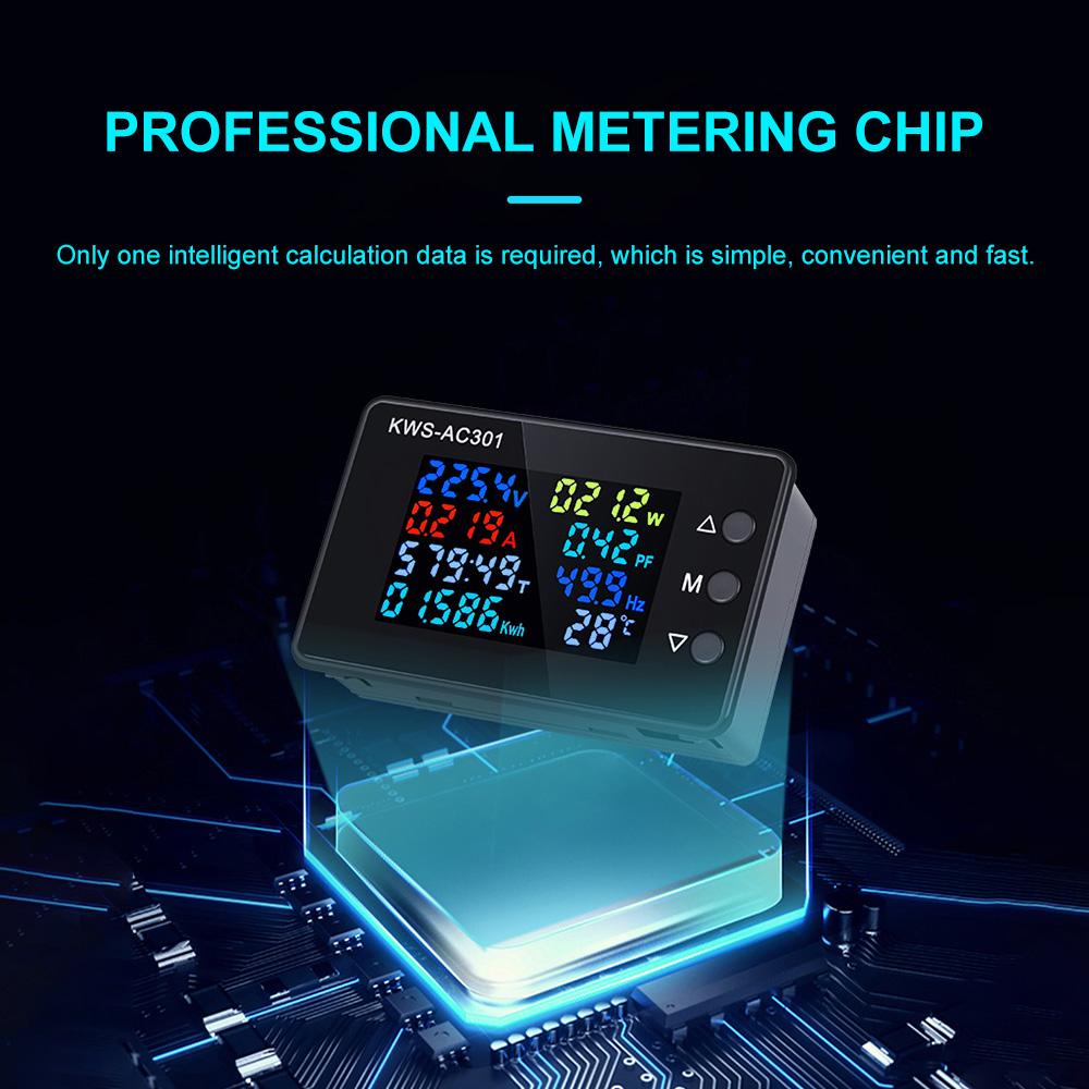 KWS-AC301 Ваттметр Измеритель мощности Вольтметр AC 50-300В Напряжение 50-60Гц Анализаторы мощности Светодиодный AC Счетчик электроэнергии 0-20/100А Детектор