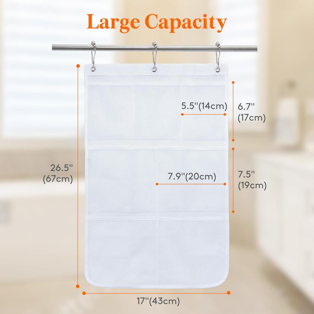 Wall Hanging Storage Bag Multiple Compartments Mesh Shower Storage Pouch Home Toiletries Organizing Bag Bathroom Accessories