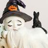 Уникальная статуэтка ведьмы-призрака, лежащей на луне, с основанием, настольное украшение для полки, мистическая лунная тема, скульптура из смолы, подарок