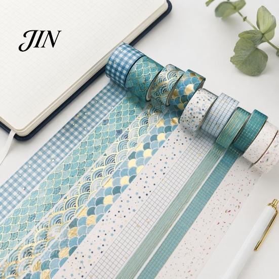 Repositionable Tape 10 Rolls Metallic Foil Washi Tape, Decorative Masking Tapes for Junk Journal Supplies, Arts, DIY Crafts, Planners, Scrapbook, Card