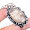 Natural Golden Rutile Gemstone 925 Sterling Silver Gift Pendant 2.09" z5J14