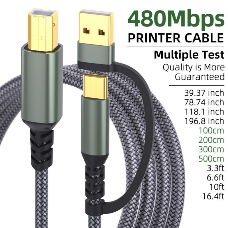 1м/2м/3,0м/5м USB Type C на USB B Кабель для передачи данных Простое подключение Принтеров Сканеров и Цифровых Пианино к Телефонам Планшетам
