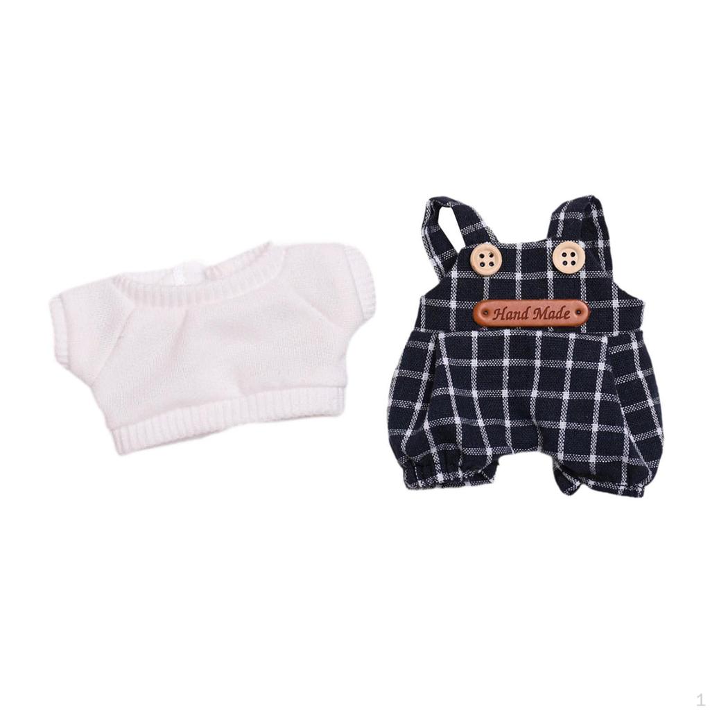 Комбинезон для плюшевой куклы Labubu, реквизит для фотосъемки, подарки на день рождения, штаны для куклы-девочки ростом 17 см, футболка, штаны, шляпа