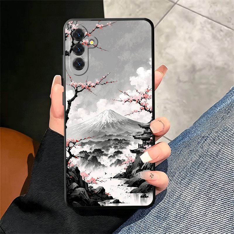 Японский Розовый Вишневый Гора Фудзи Мягкий Чехол для Телефона для Samsung A17 A37 A57 A16 A26 A36 A56 A15 A25 A35 A55 A14 A24 A34 A54 A13 A23