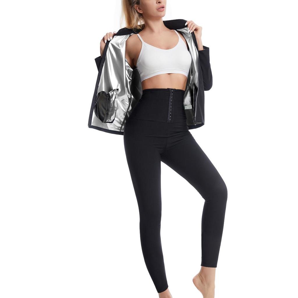Женский костюм для сауны и похудения - Для бега, фитнеса, контроля живота с карманом для моделирования тела