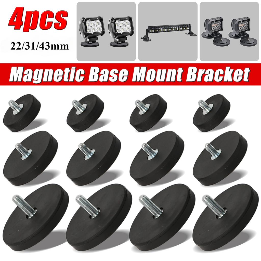 4PCS 43/31/22mm M6/M4 Bolt Mini Size Magnetic Base Mount Bracket Clamp LED Work Light Bar Holder SUV Offroad