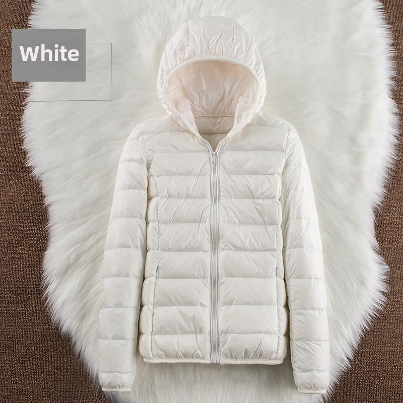 Женская осенняя белая куртка-пуховик с капюшоном, ветрозащитная, теплая, повседневная, зимняя, S-6XL