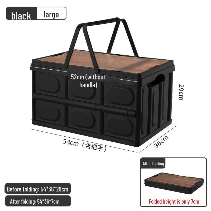 Портативный складной ящик для хранения на открытом воздухе с деревянной крышкой для кемпинга и багажника автомобиля