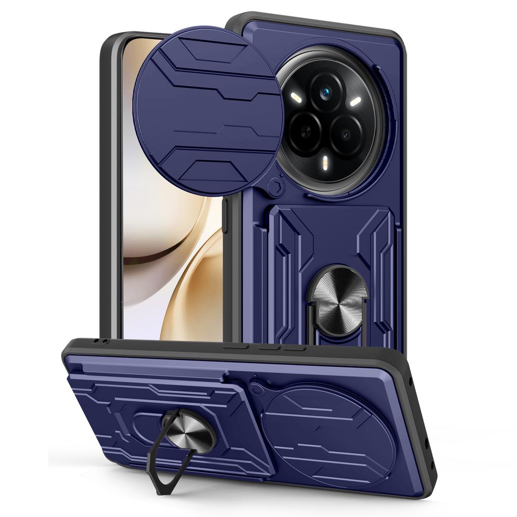 For Realme 14 Pro 5G Case PC+TPU Kickstand Phone Back Cover with Camera Slider
