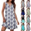 Women's Summer Fashion Tank Dress A-Line Sleeveless Casual Floral/Solid Pocket Dress