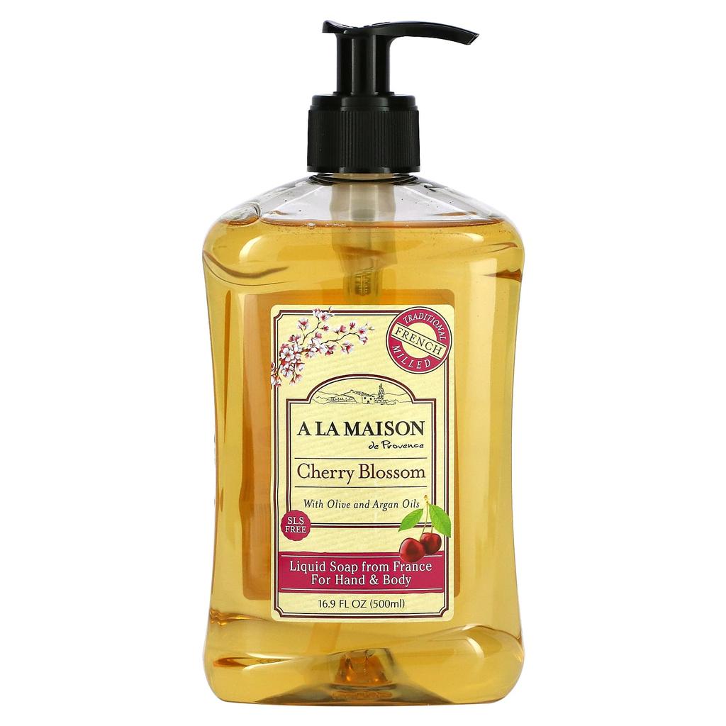 A La Maison de Provence Hand & Body Liquid Soap, Cherry Blossom, 500 Ml (16.9 Fl Oz)