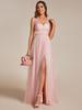 Ever-Pretty Women's High Waist And Slit Glittering Bridesmaid Dress With V-Neck