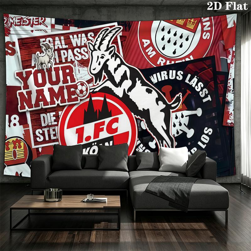 Custom Name,FC Koln Wall tapestry, aesthetic printed fabric blanket, suitable for bedroom, living room, and home decor.