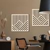 2 Pieces Geometric Wood Wall Art Panels,Minimalist,11.81''x11.81'' Hanging Sculptures for