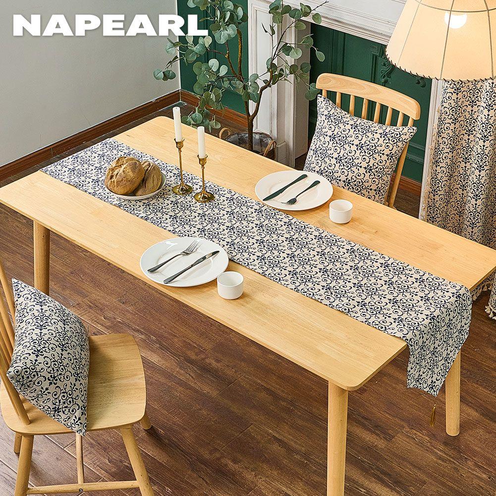 1 шт. NAPEARL Ретро Китайский Сине-белый Фарфоровый Принт Хлопок и Лен Скатерть-дорожка для Обеденного стола Кофейного столика Домашний Декор