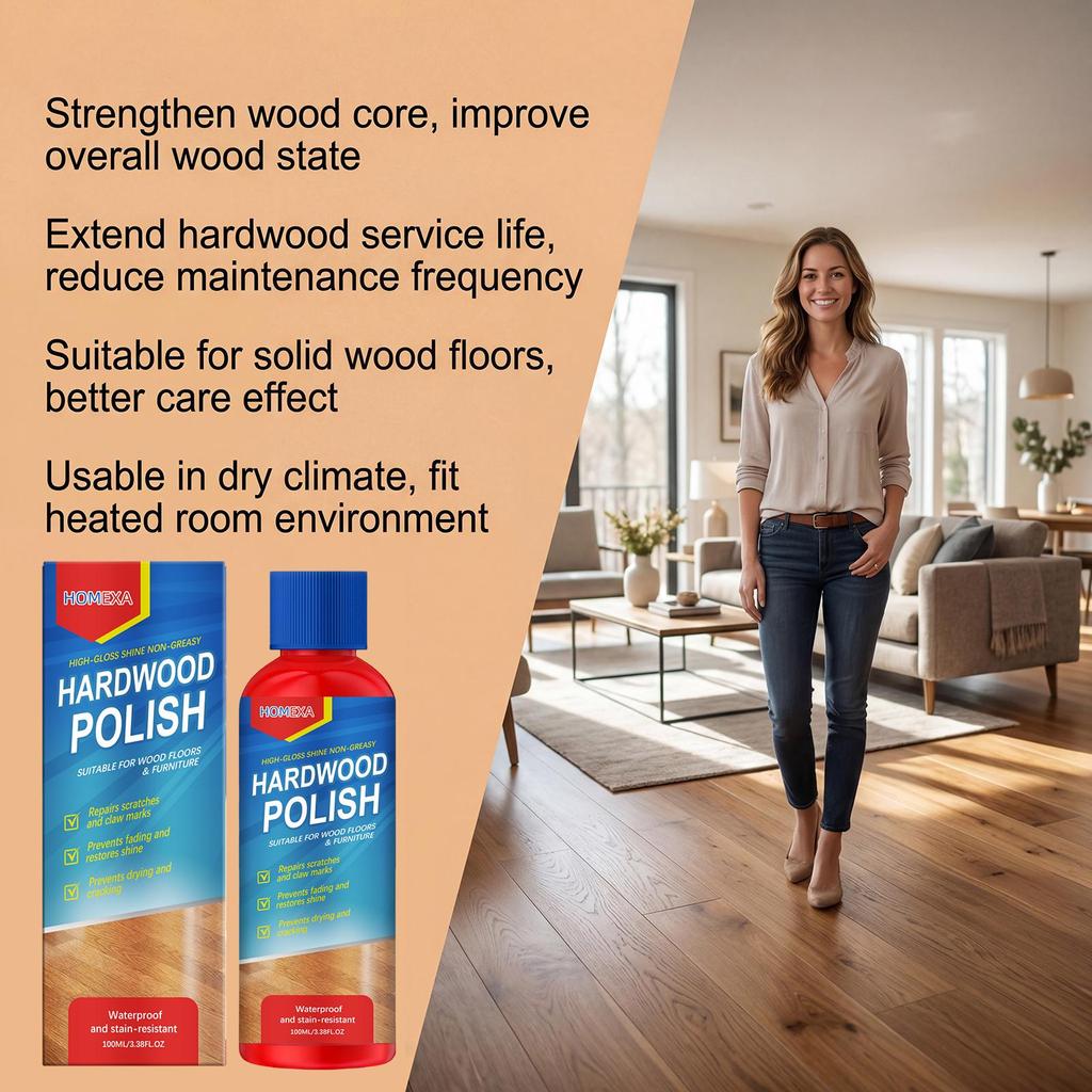 HOMEXA hardwood polishing care agent desalinates fine lines on the floor, nourishes the wood and brightens the luster of the floor 100ml