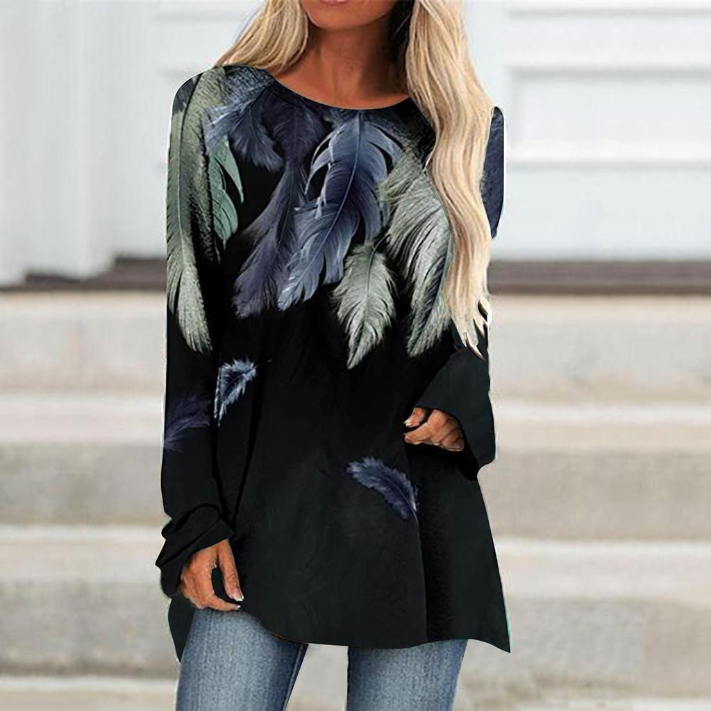 Women'S T-Shirt Street Long-Sleeved Clothing Fashion Top Loose Casual Clothing Autumn And Winter Printed Top Round Neck T-Shirt