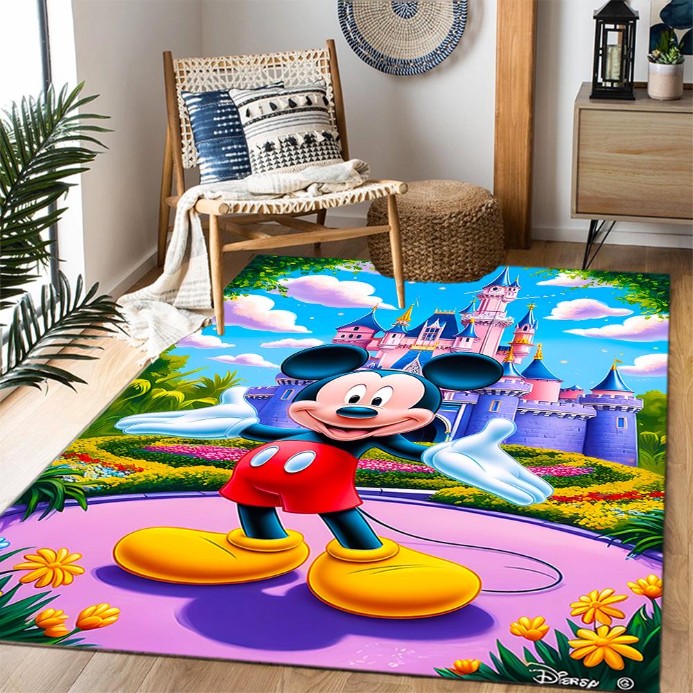 Mickey Mouse Castle Fantasy Area Rug Suitable for Hallway Kitchen Game Room Entryway Antislip Carpet Anime Office Decor Gift for Festivals