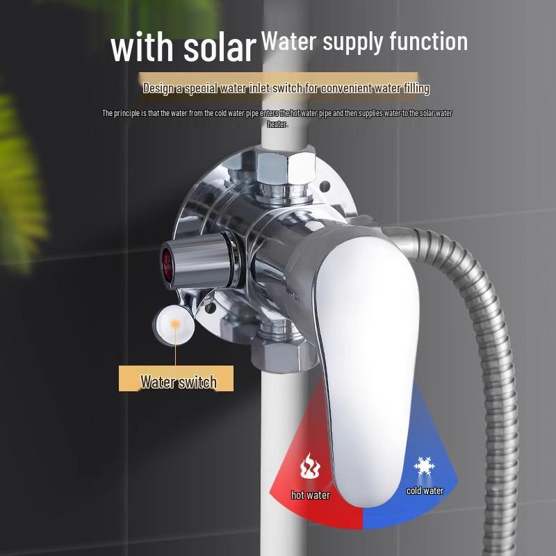 Exposed Shower Mixer Valve with Hot/Cold Faucet and Shower Head for Solar Heaters