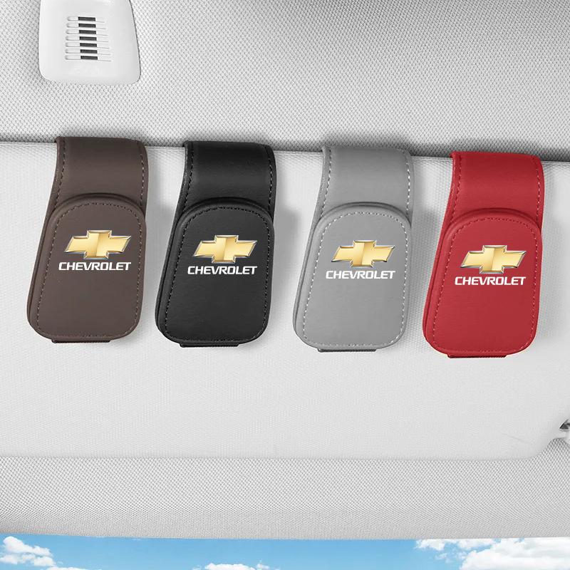 AABJU1 Car Leather Glasses Clip Sun Visor Ticket Card Storage Clamp For Chevrolet Cruze Malibu Colorado Suburban Equinox Blazer Trax