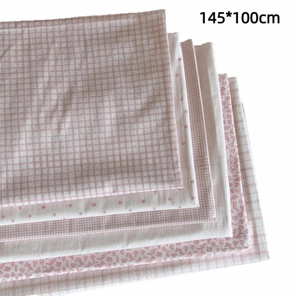 DIY Floral Check Cloth 145x100cm Sewing Cloth Ins Digital Print Fabric  For Home Wear