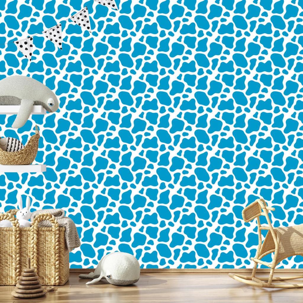 Cow Patches Wallpaper Turquoise, Celadon and White for Living Room and Bedroom 50x1000