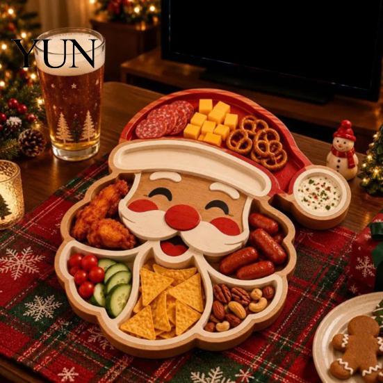 Christmas Themed Serving Dish Snack Tray, Divided Holiday Appetizer Platter, Cute Snowman/Tree/Penguin/Cow Shaped Food Platter for Parties Organizer
