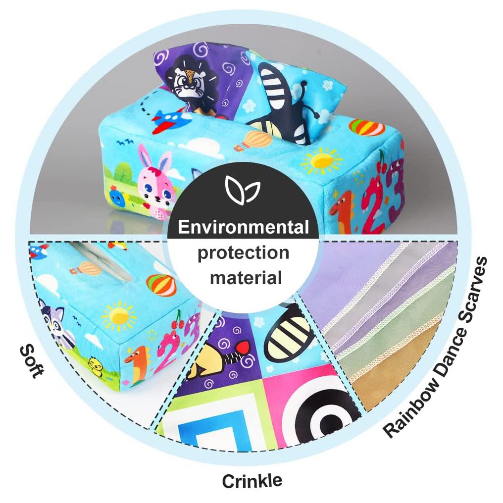 Волшебная коробка для салфеток, детская игрушка, мягкие сенсорные игрушки Монтессори для детей 0-6-12 месяцев, высококонтрастные детские игрушки для новорожденных, малышей, подарок для младенцев