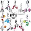 New 925 Silver Badminton Dumbbell Football Basketball Runner Sports Style Beads Fit New Charms Bracelet Jewelry 