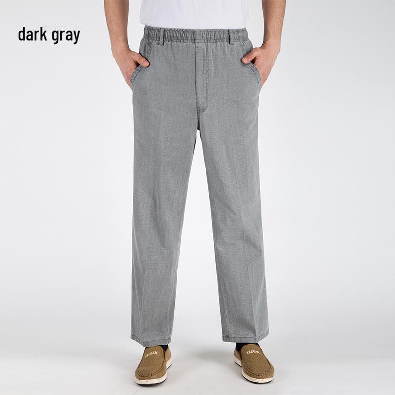 Мужские брюки из льняной смеси с высокой талией: Дышащий, повседневный летний крой