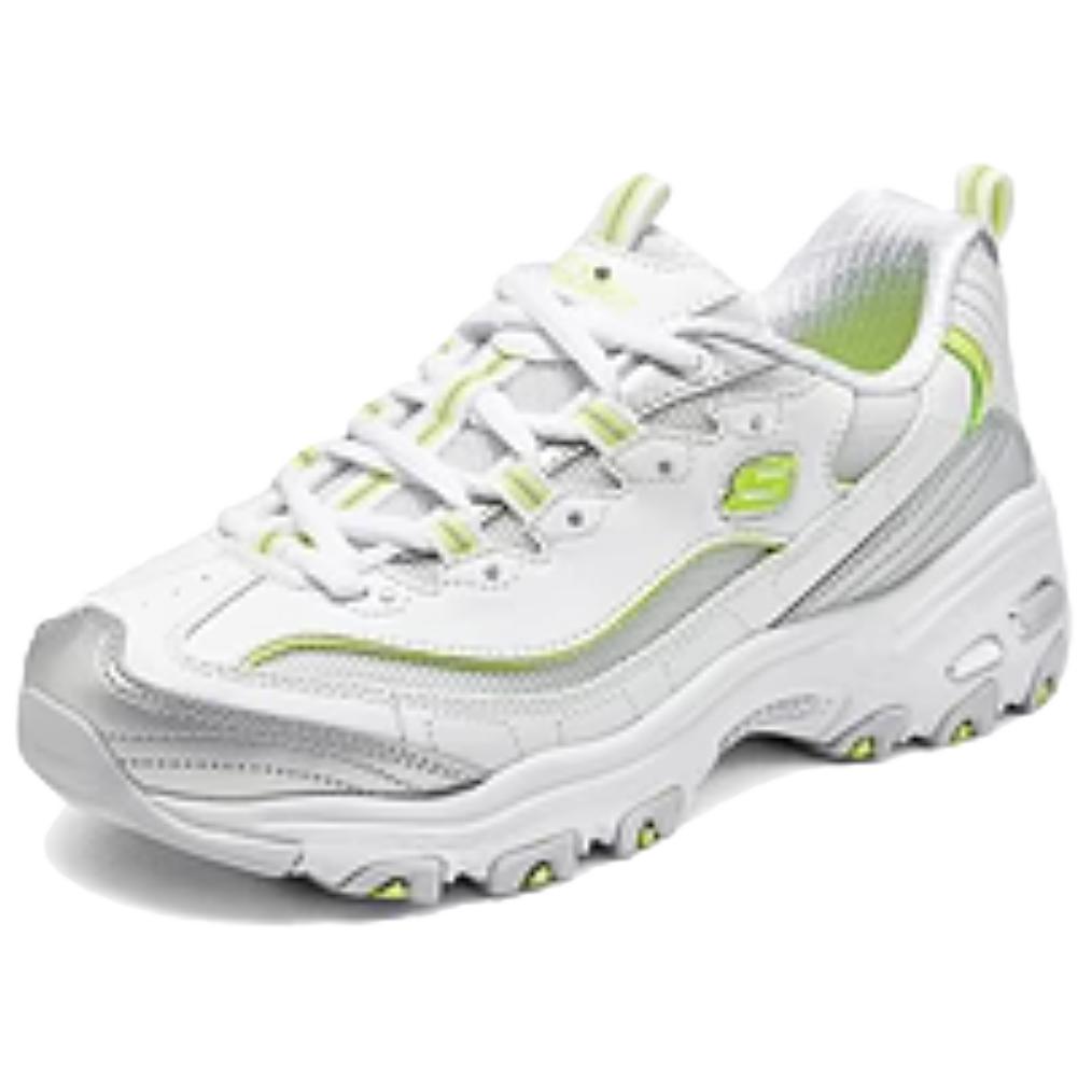 Skechers DLites Удобные Универсальные Повседневные Модные Ретро Дышащие Низкие Папины Кроссовки Женские Кеды Белый Серебристый 150246-WSLM