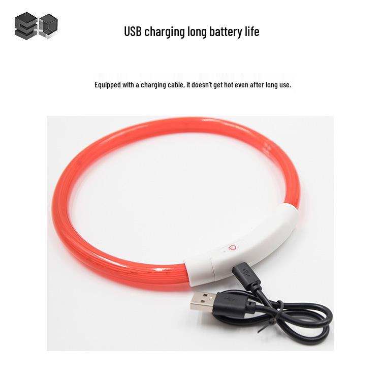 Светодиодный ошейник для питомца с USB-подзарядкой - Светящаяся шейная повязка со световой полосой точечного типа
