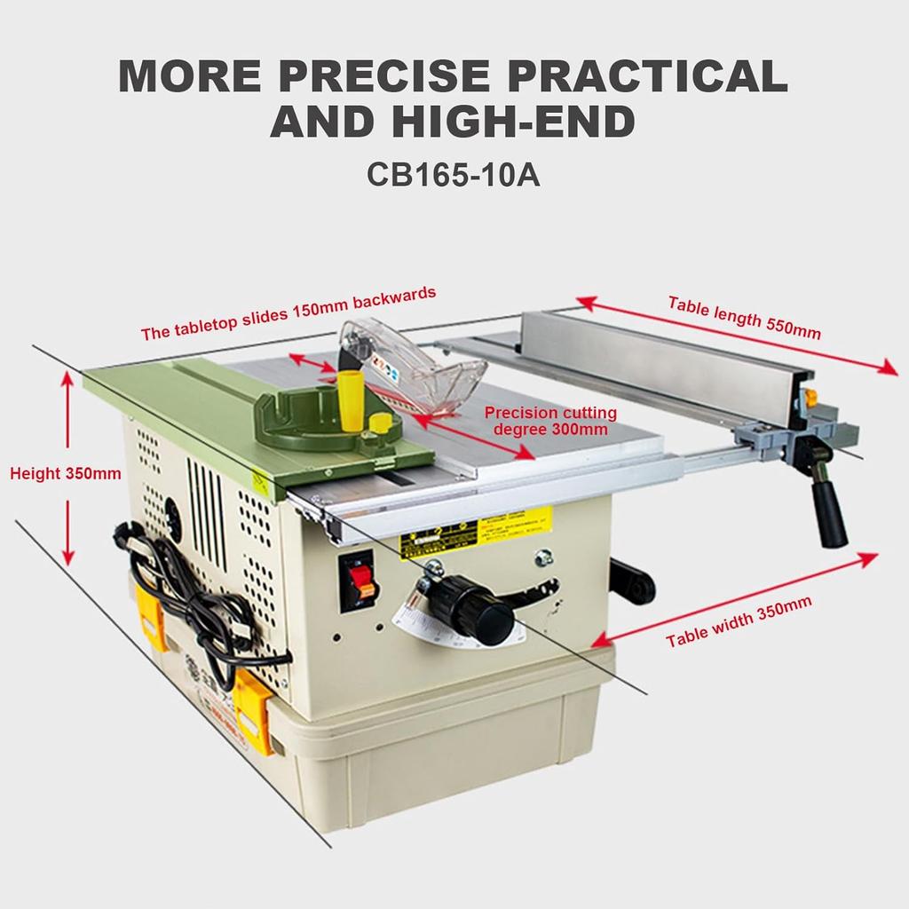 Dust-Free Woodworking Table Saw, 45°/90° Angle Adjustment, Anti-Dust & Low Noise for Flooring/Furniture/DIY