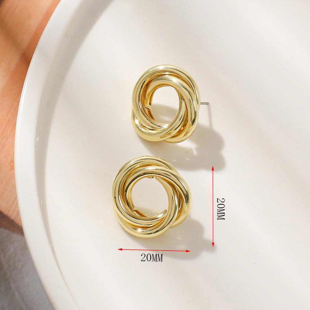 Геометрические темпераментные круглые серьги-пусеты - Простые, модные и легкие