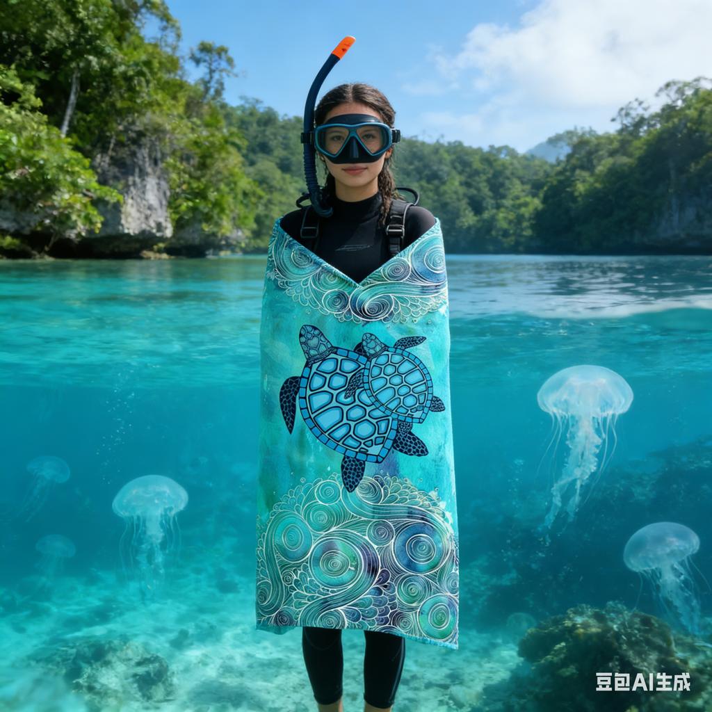 Microfiber Sea Turtle Beach Blanket Absorbent Quick Dry Sandproof Multi Purpose Towel Beach Mat for Swimming Pool Yoga Fitness