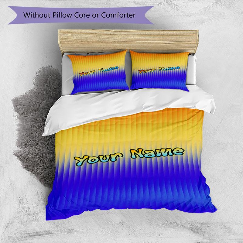 3PC Custom Name Gradient Background Bedding Set Duvet Cover Closure Includes 1 Duvet Cover & 2 Pillowcases for Bedroom