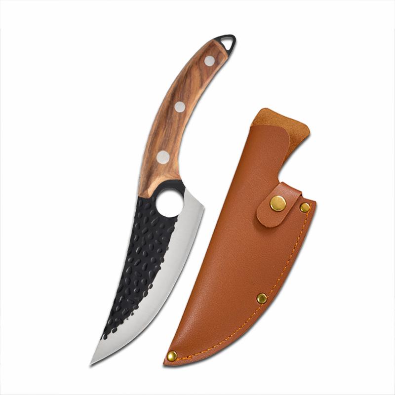 Forged Kitchen Meat Cleaver Chef Knife Boning Slicing Full Tang Butcher Knife Peeling Cutting Fish Sushi Knife with Sheath