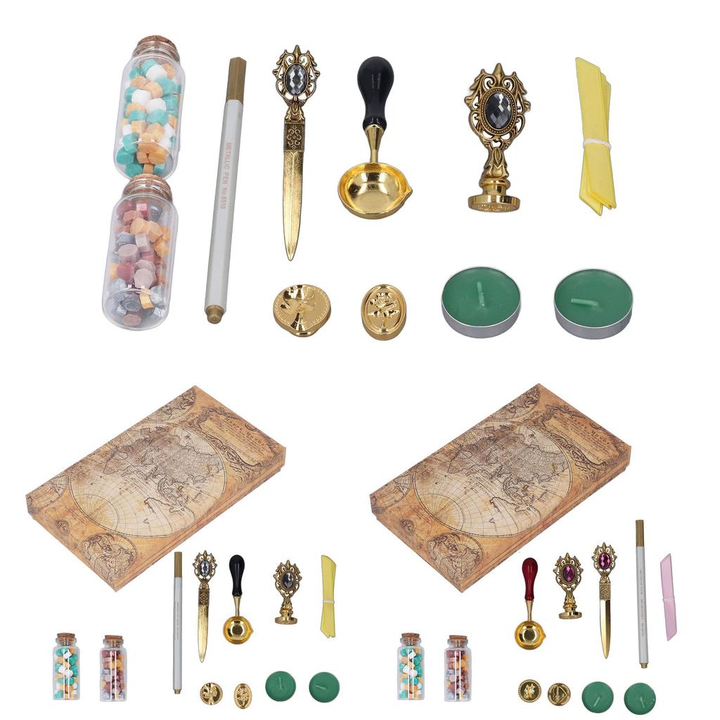 Набор восковых штампов в европейском стиле в стиле ретро, конверты для ручной работы, набор для запечатывания воска огнестойкой краской, подарок 