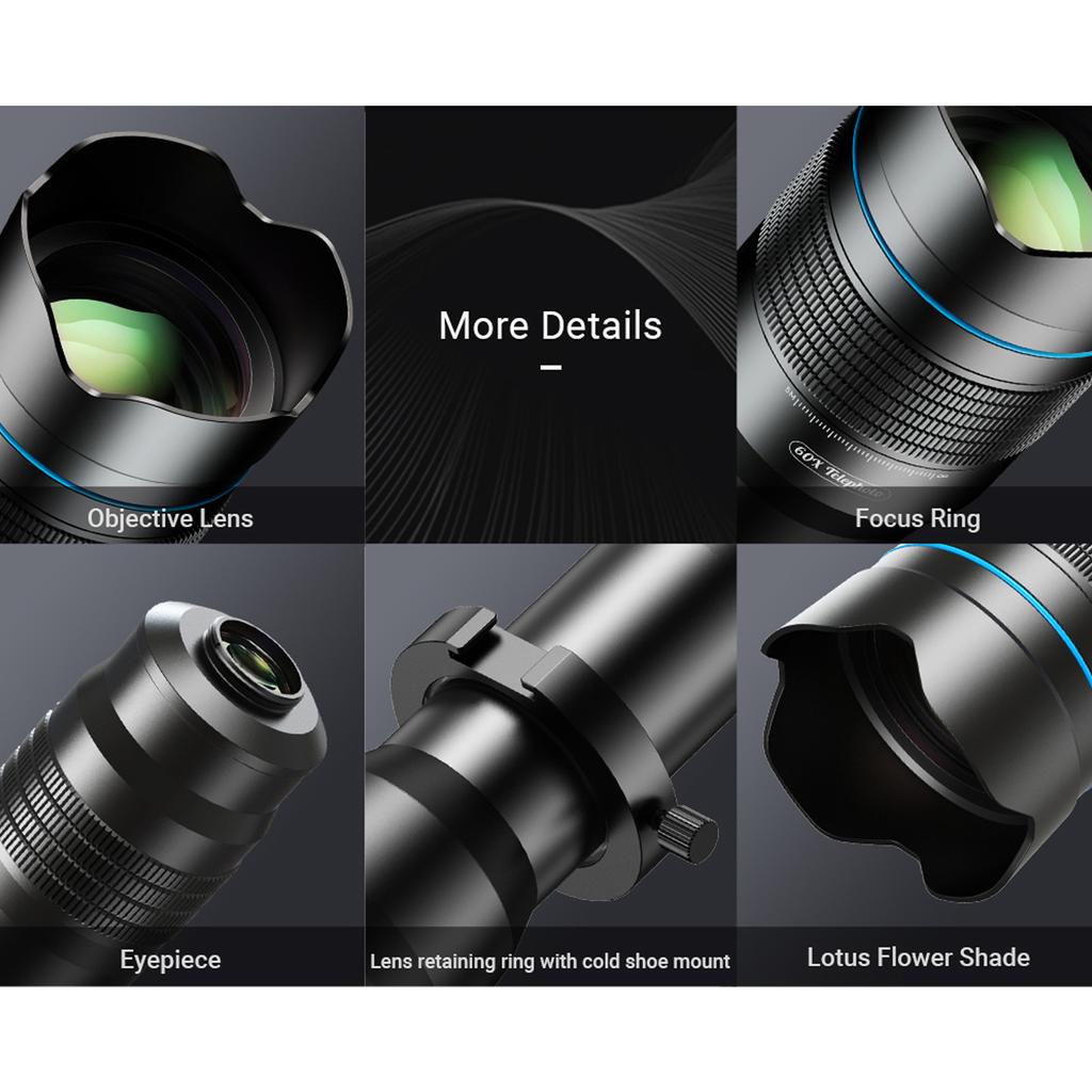 APEXEL APL-60XFR50 4K HD 60X Металлический монокулярный телескоп 50 мм Телеобъектив с многослойным покрытием