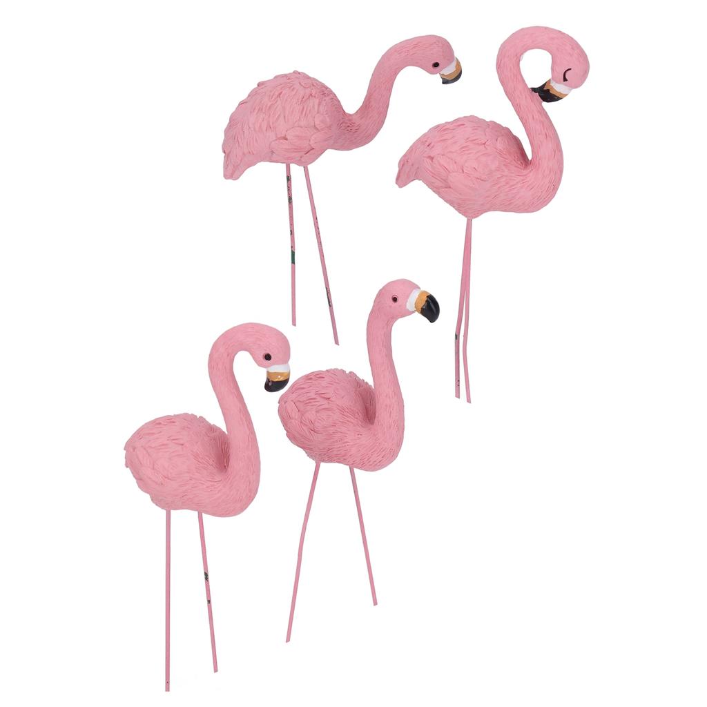 4 Pcs Pink Flamingo Garden Statue Fine Details Stylish Vivid Small Flamingo Statue for Yard Lawn Patio Decorations Gifts