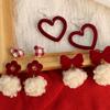 Bowknot Women Fashion Christmas Earrings Jewelry Gifts Heart Stud Earrings Red Velvet Ear Clip