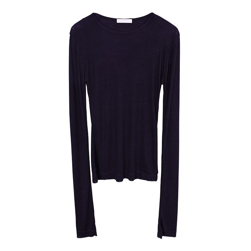 Женская сексуальная одежда Мягкая и слегка соблазнительная облегающая рубашка с круглым вырезом Модная футболка Топ