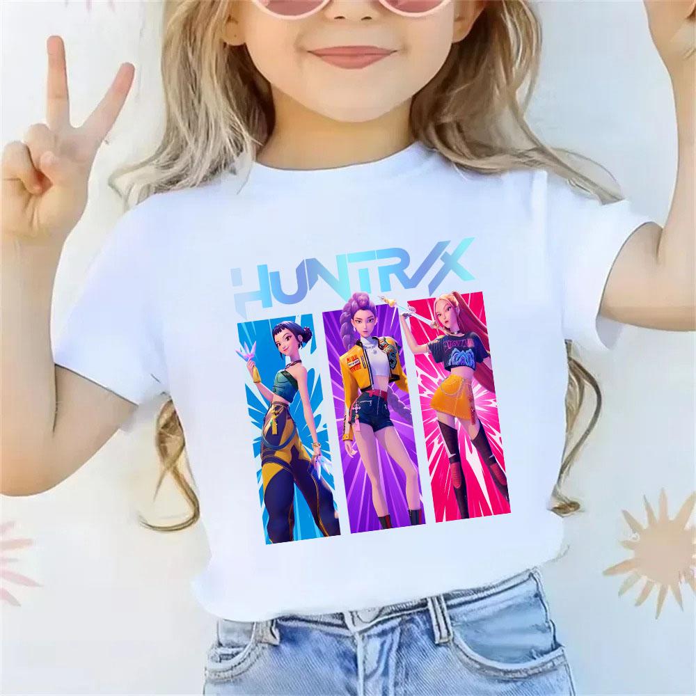 Летняя футболка K-Pop Охотники на демонов, короткий рукав, для повседневной носки, свободная, с графическим принтом, для девушек и парней