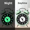 Metal Construction Vintage Silent Alarm Clock Round Pointers Luminous Alarm Clock  Student Use