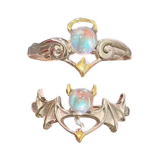 Кольцо для пары, регулируемое открытие для мужчин и женщин, блестящее кольцо на палец из искусственного лунного камня для свадьбы